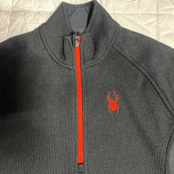 Spyder Mens Quarter Zip Black Size Medium Athletic Sweater-Perfect for fall - Picture 2 of 10